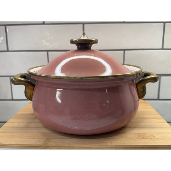 Mikasa Grande Chef Antique Rose UN512  Enamel Metal Ejiri Japan 3.25 Qt. - Picture 8 of 9